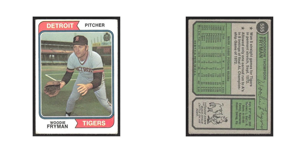 1974 Topps Woodie Fryman Tigers #555