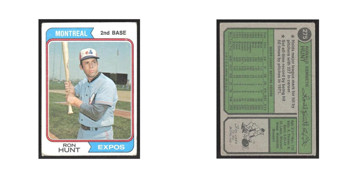 1974 Topps Ron Hunt Montreal Expos #275