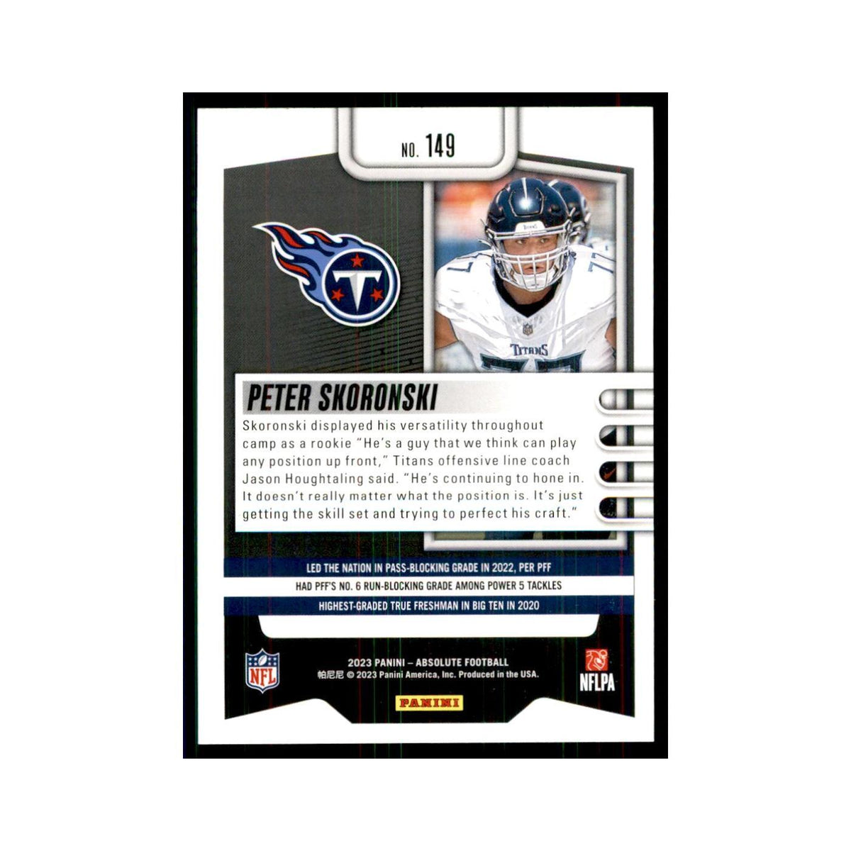 2023 Panini Absolute Foil Peter Skoronski RC Titans #149