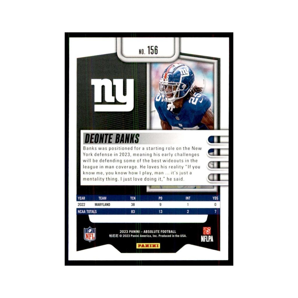 2023 Panini Absolute Foil Deonte Banks RC Giants #156