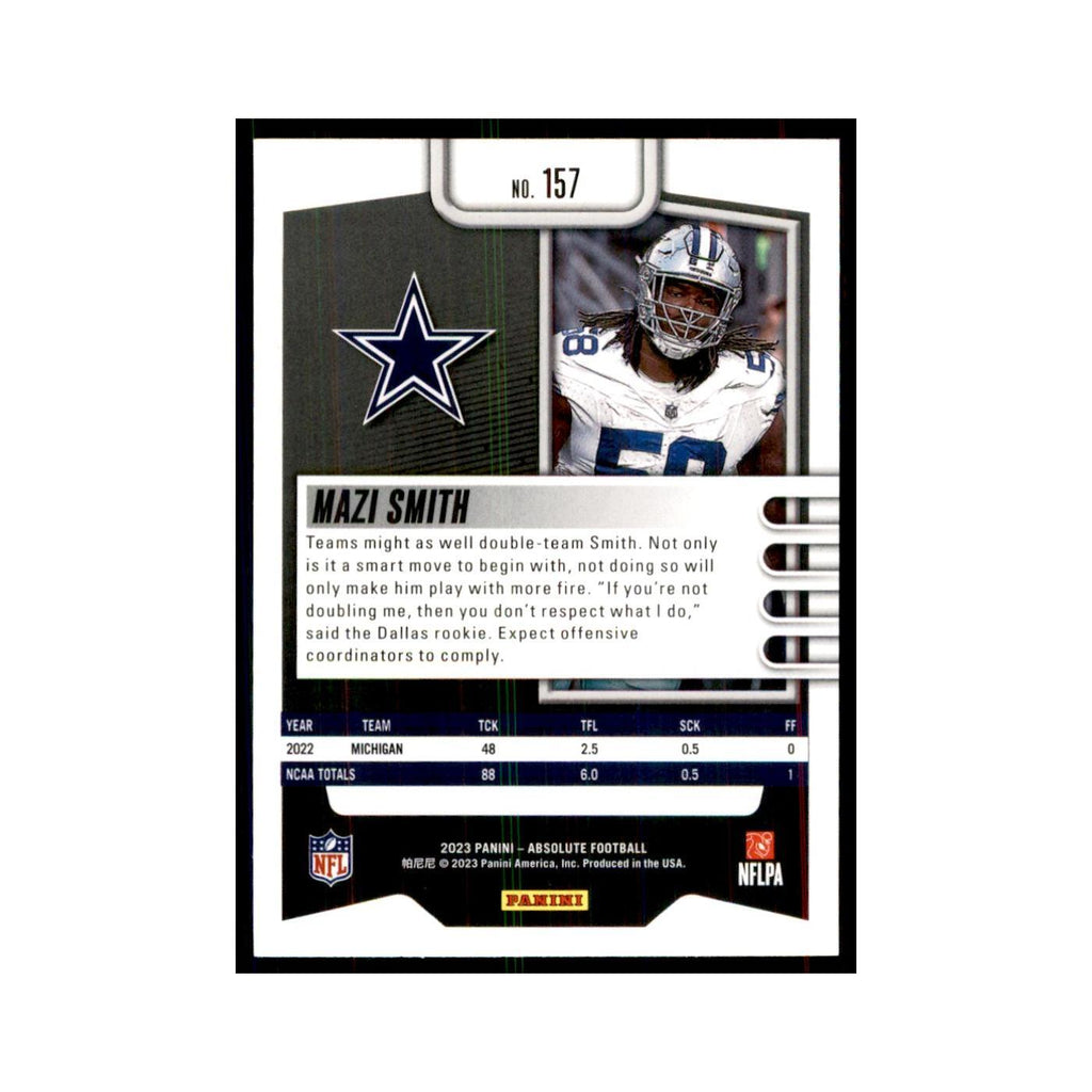 2023 Panini Absolute Foil Mazi Smith RC Cowboys #157