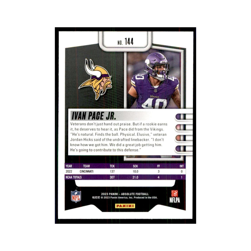 2023 Panini Absolute Foil Ivan Pace Jr. RC Vikings #144