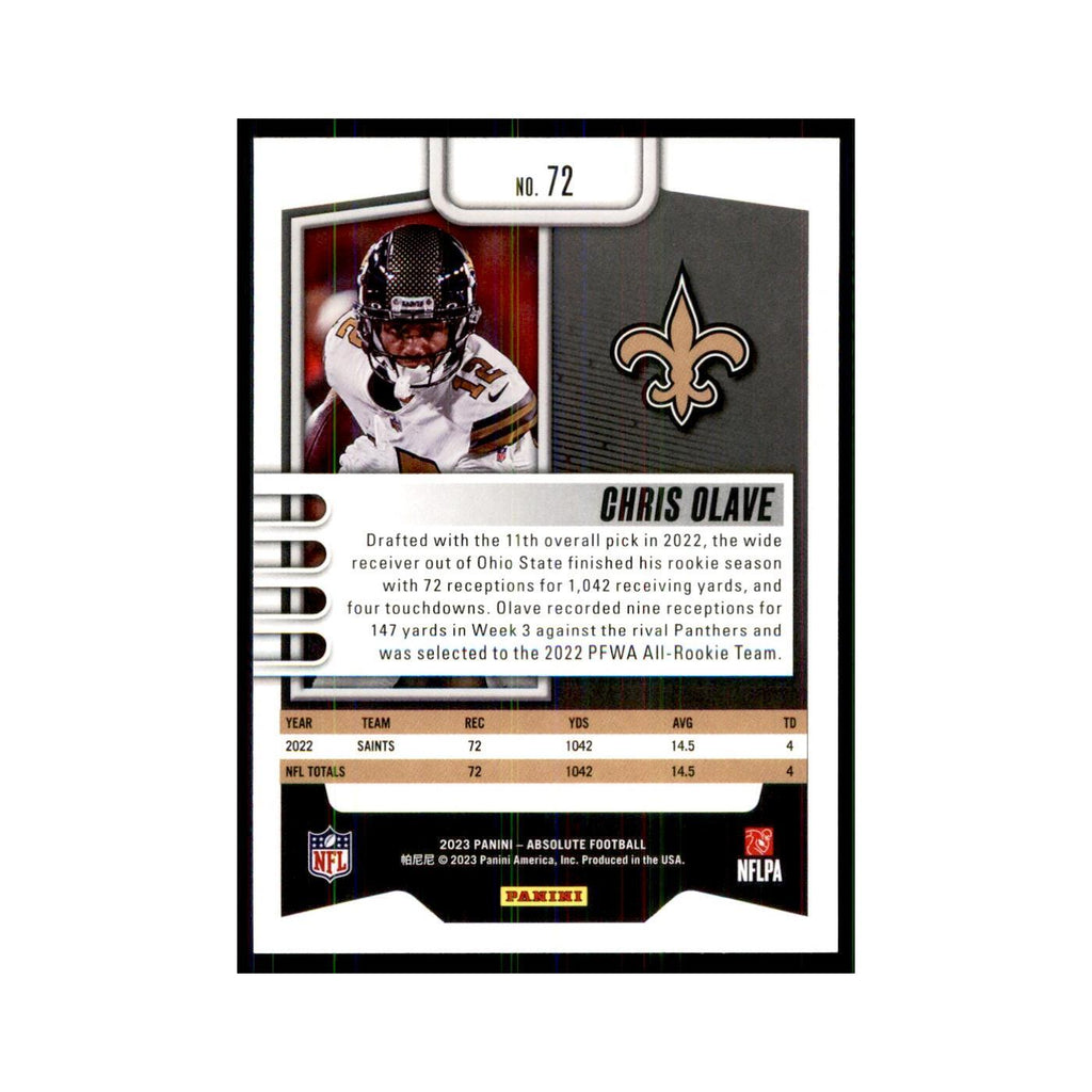 2023 Panini Absolute Green Chris Olave Saints #72