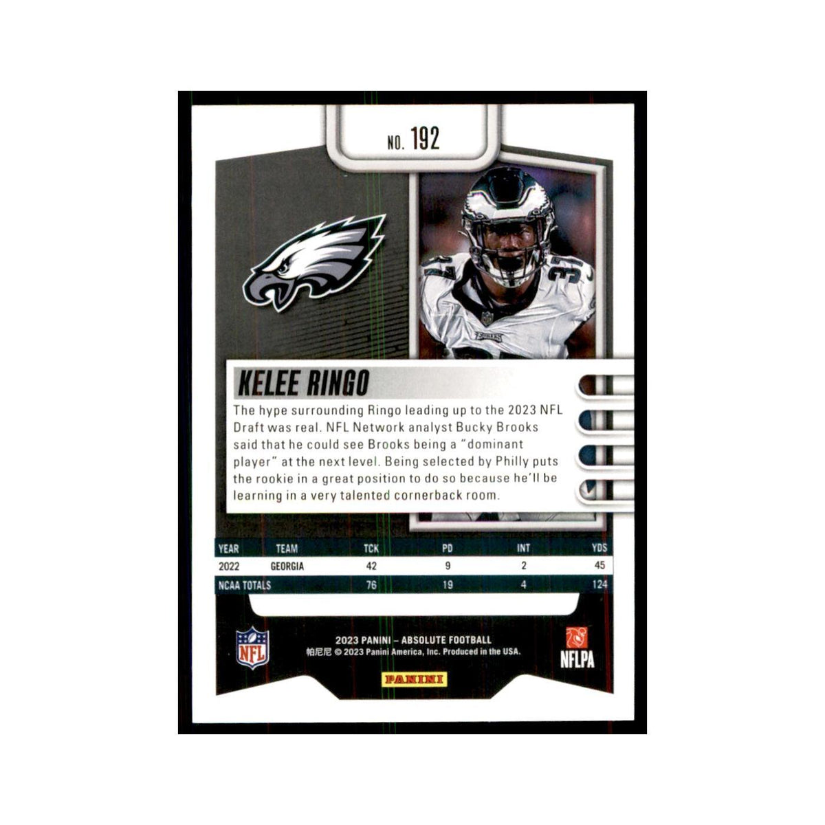 2023 Panini Absolute Foil Kelee Ringo RC Eagles #192