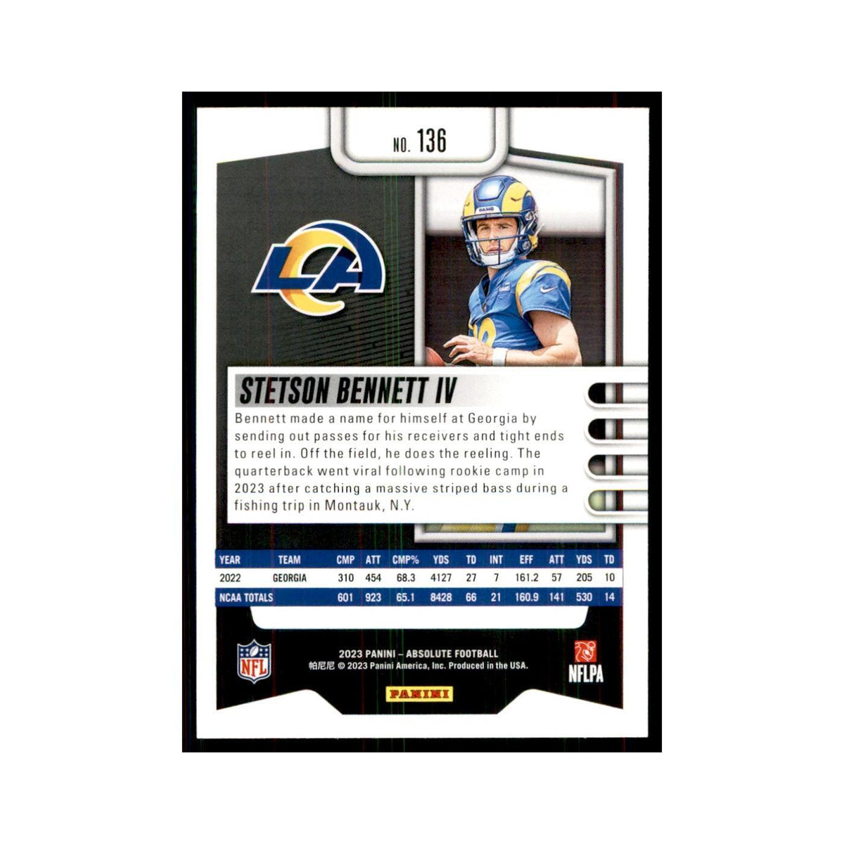 2023 Panini Absolute Foil Stetson Bennett IV RC Rams #136