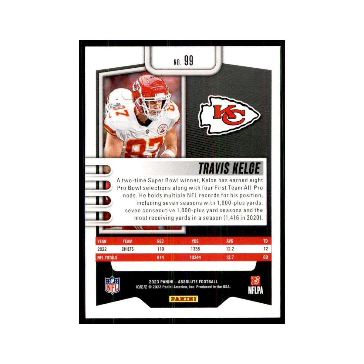 2023 Panini Absolute Travis Kelce Chiefs #99