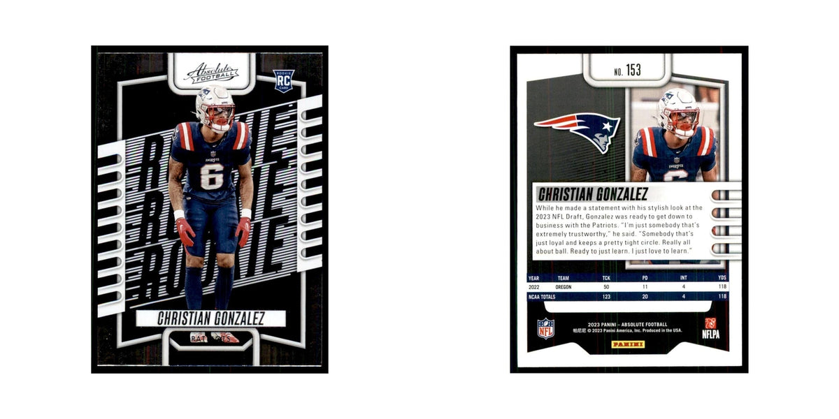 2023 Panini Absolute Foil Christian Gonzalez RC Patriots #153