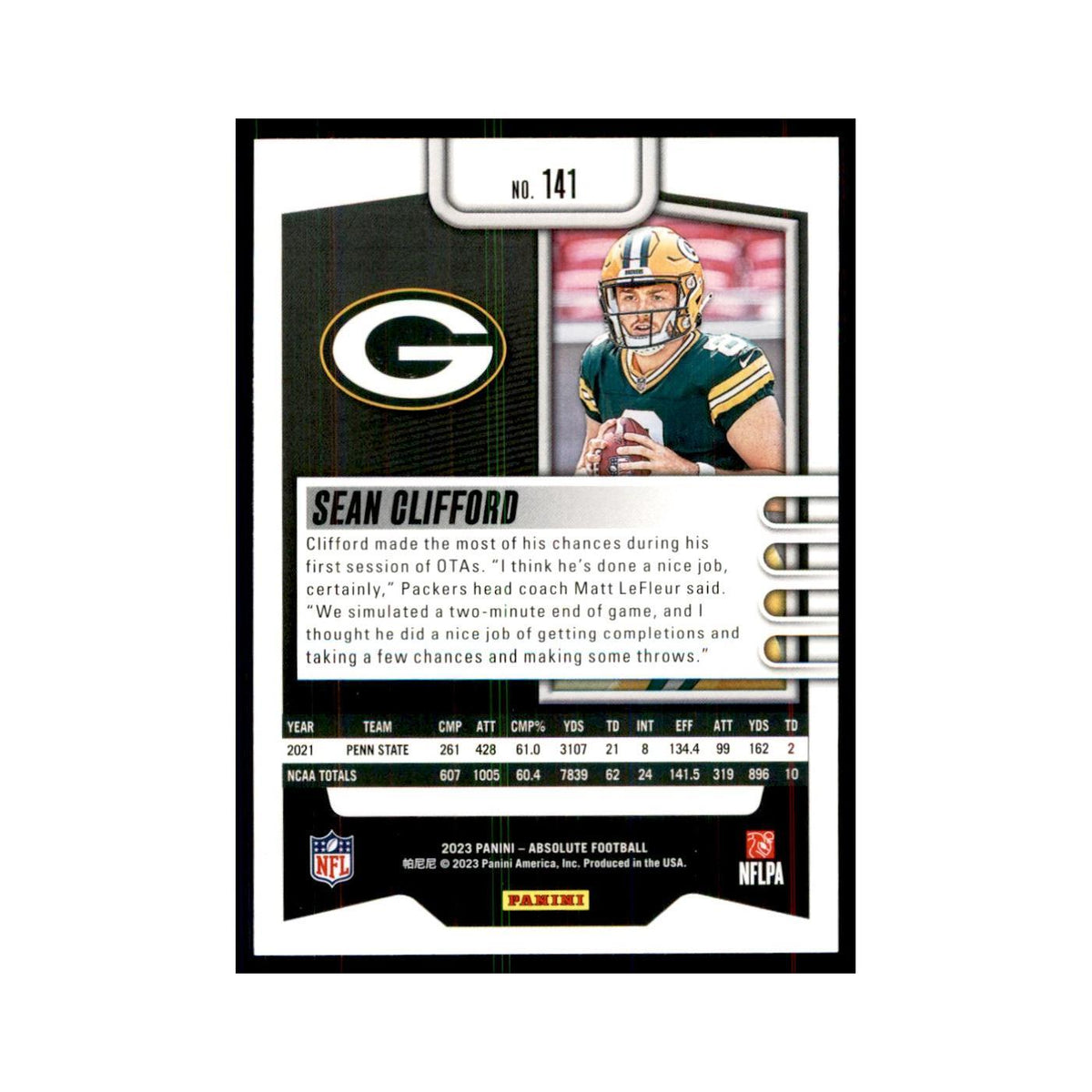 2023 Panini Absolute Foil Sean Clifford RC Packers #141