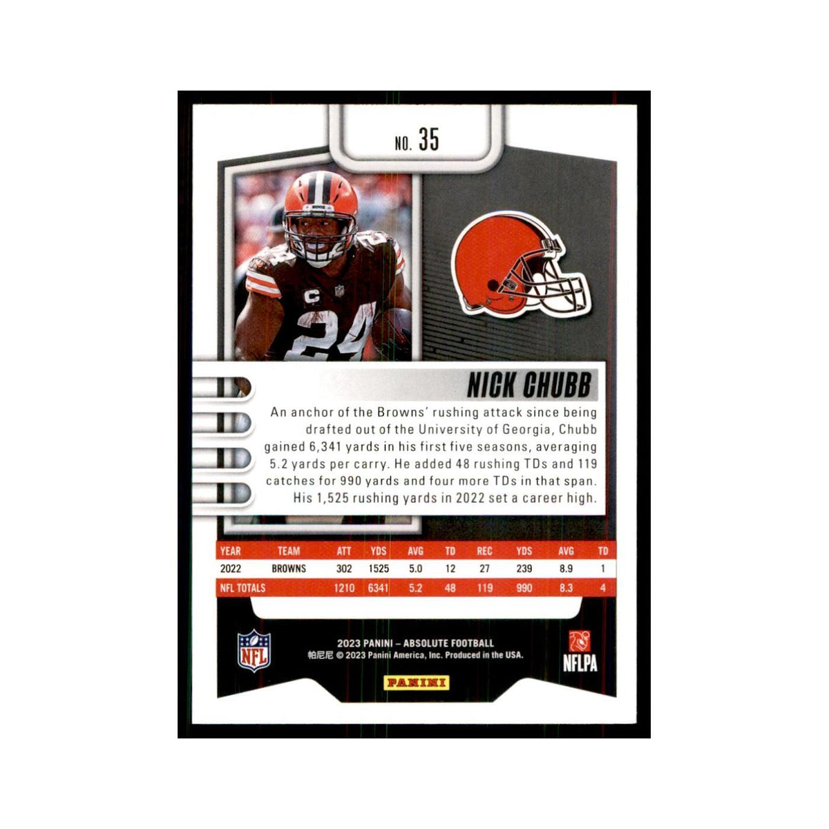 2023 Panini Absolute Green Nick Chubb Browns #35