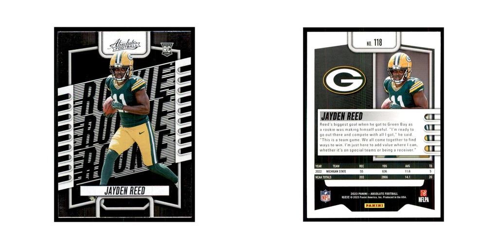 2023 Panini Absolute Foil Jayden Reed RC Packers #118