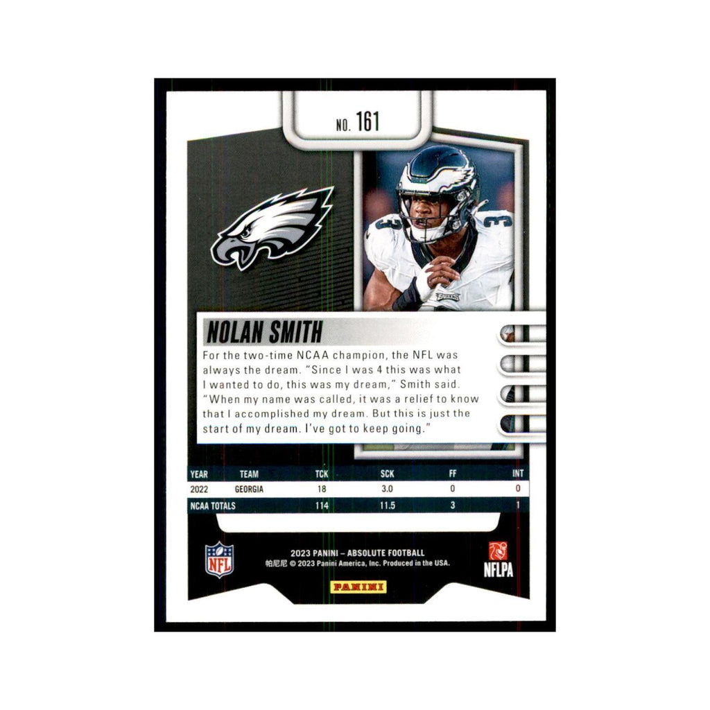2023 Panini Absolute Foil Nolan Smith RC Eagles #161