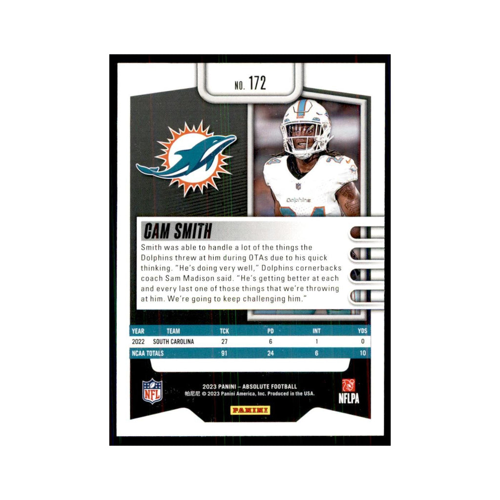 2023 Panini Absolute Foil Cam Smith RC Dolphins #172
