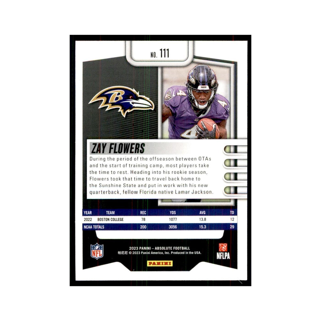 2023 Panini Absolute Foil Zay Flowers RC Ravens #111