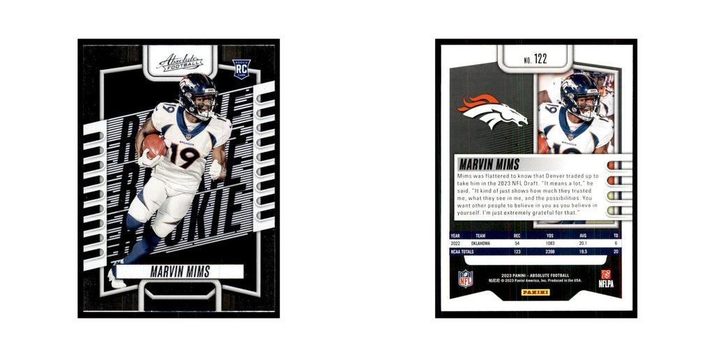 2023 Panini Absolute Foil Marvin Mims RC Broncos #122