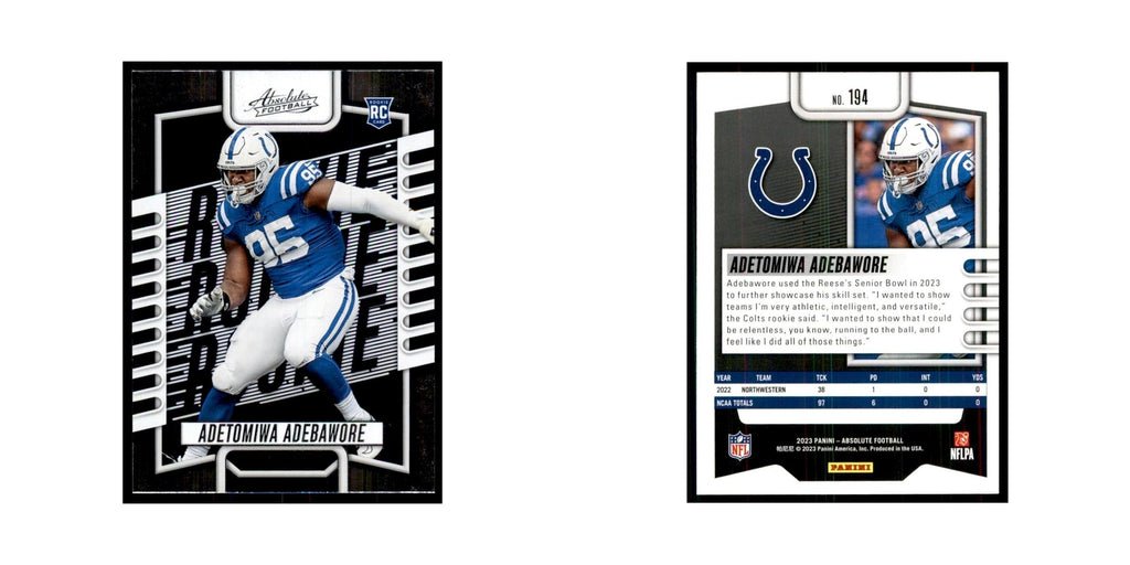 2023 Panini Absolute Foil Adetomiwa Adebawore RC Colts #194