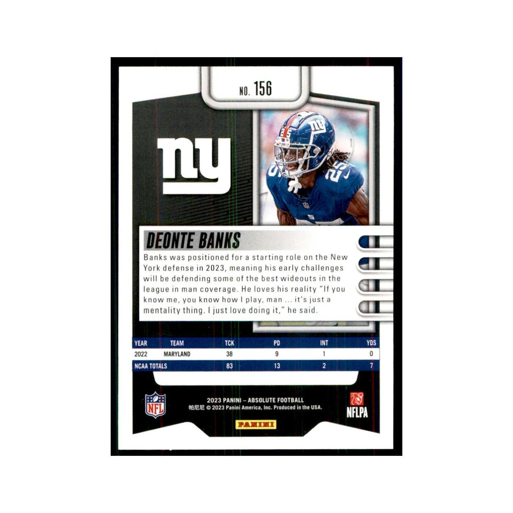 2023 Panini Absolute Foil Deonte Banks RC Giants #156