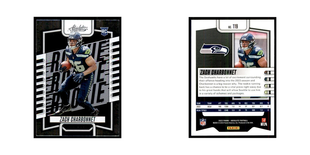 2023 Panini Absolute Foil Zach Charbonnet RC Seahawks #119