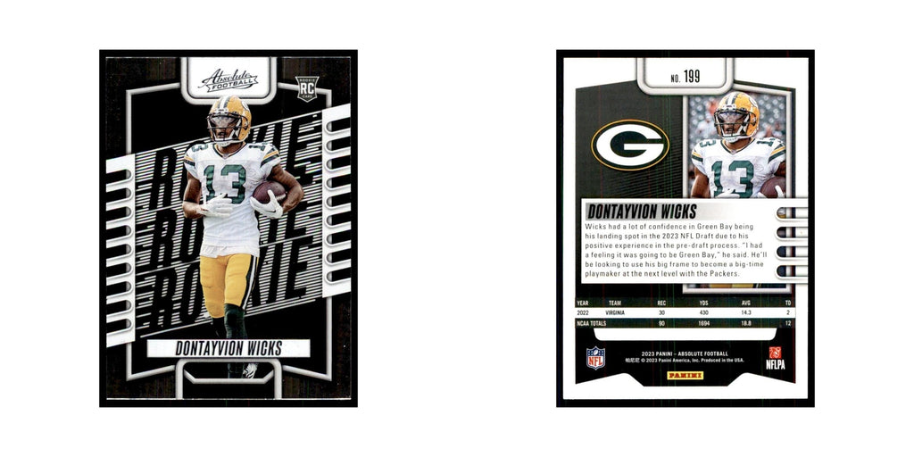 2023 Panini Absolute Foil Dontayvion Wicks RC Packers #199