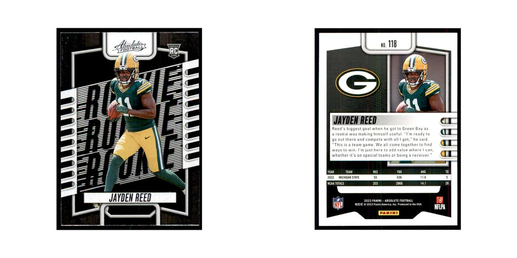 2023 Panini Absolute Foil Jayden Reed RC Packers #118