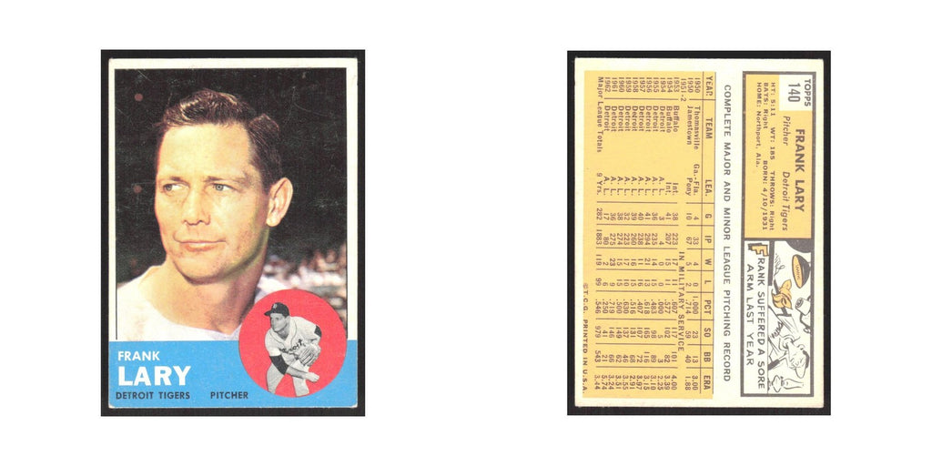 1963 Topps Frank Lary Tigers #140