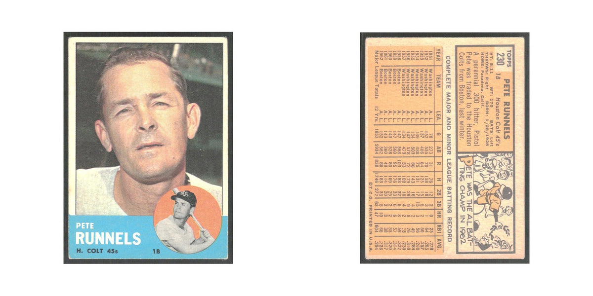 1963 Topps Pete Runnels Houston Colt .45s #230