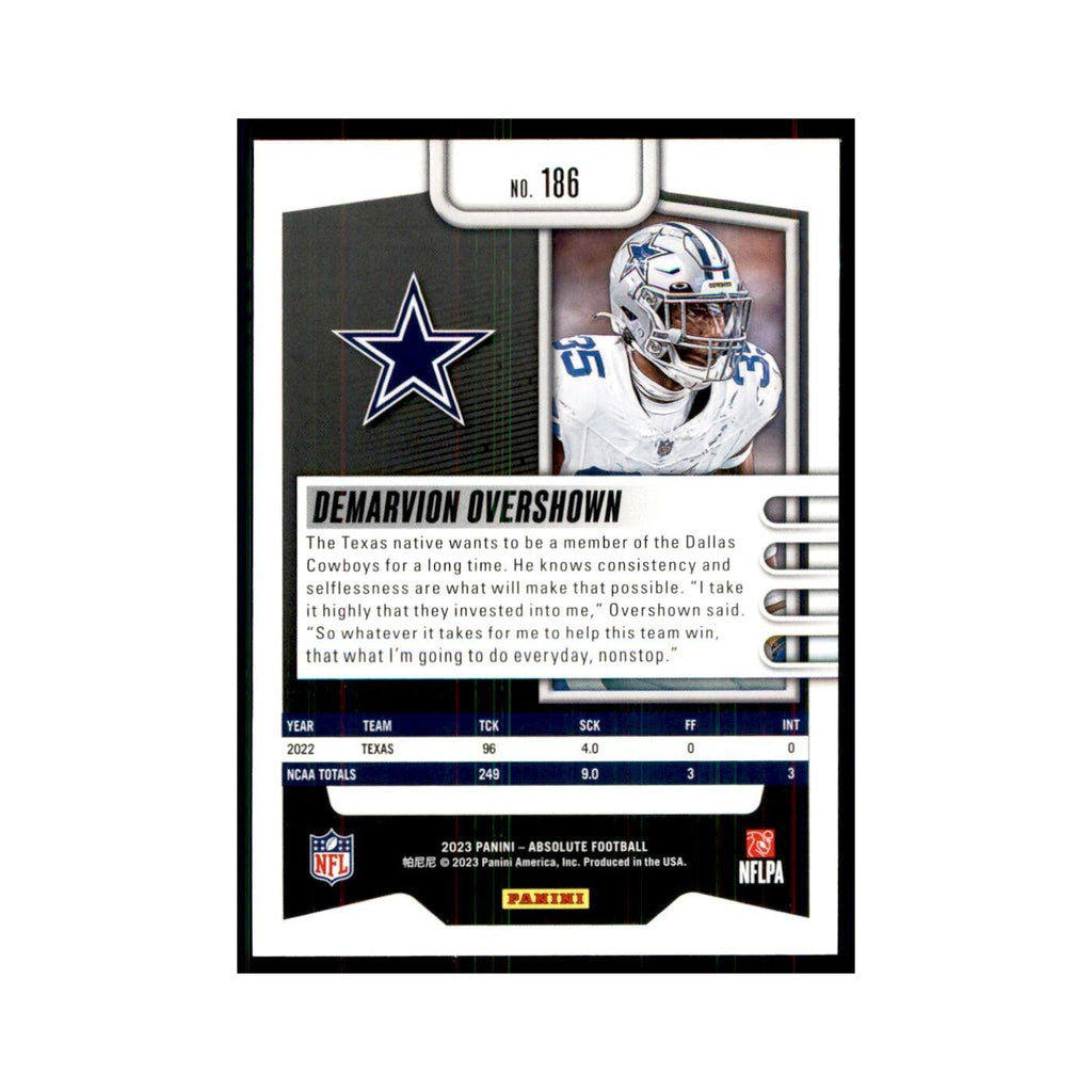 2023 Panini Absolute Foil Demarvion Overshown RC Cowboys #186