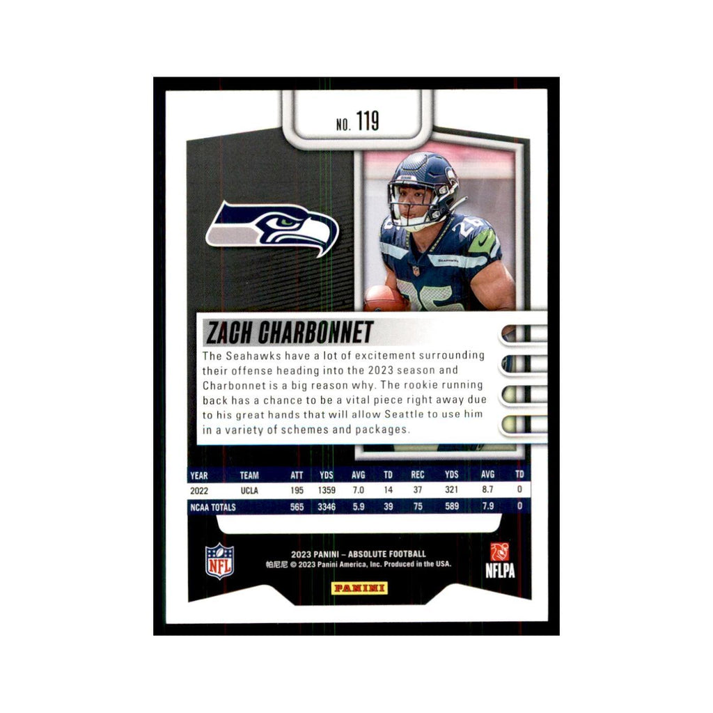 2023 Panini Absolute Foil Zach Charbonnet RC Seahawks #119