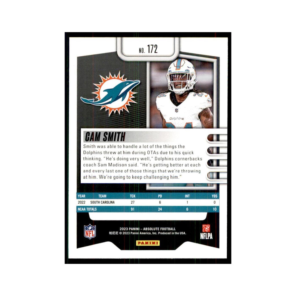 2023 Panini Absolute Foil Cam Smith RC Dolphins #172