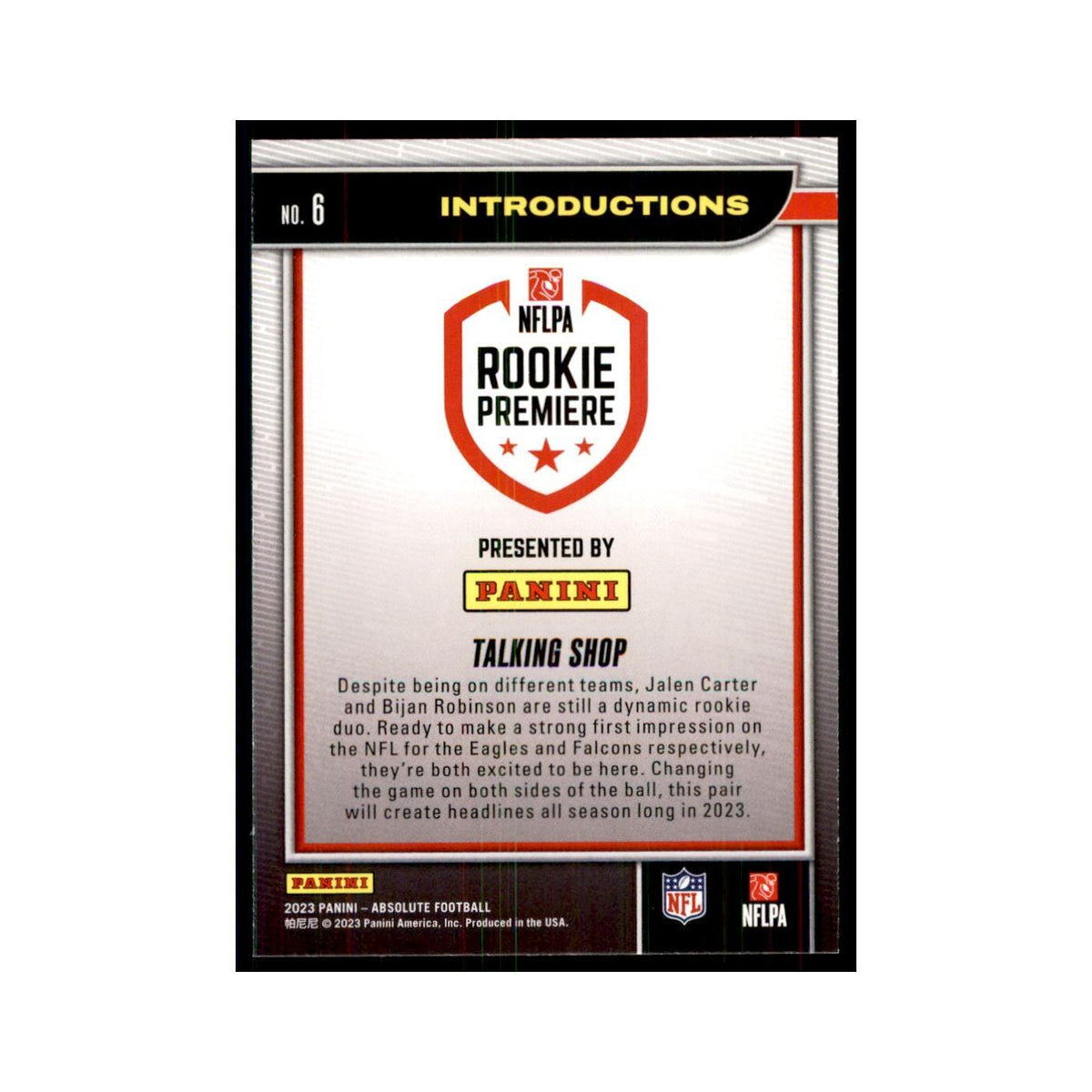 2023 Bijan Robinson / Jalen Carter Atlanta Falcons / Philadelphia Eagles