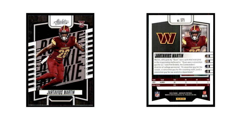 2023 Panini Absolute Foil Jartavius Martin RC Commanders #171