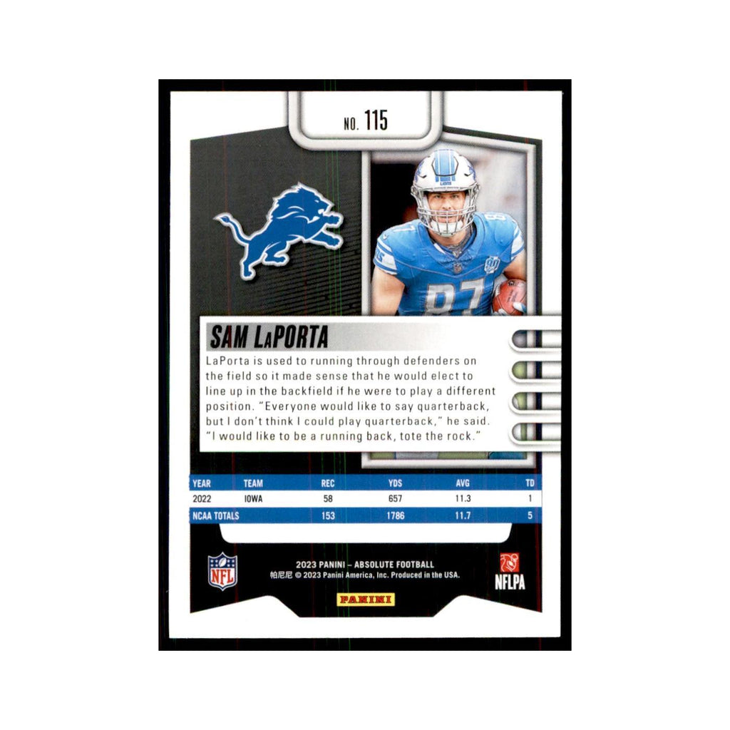 2023 Panini Absolute Foil Sam LaPorta RC Lions #115