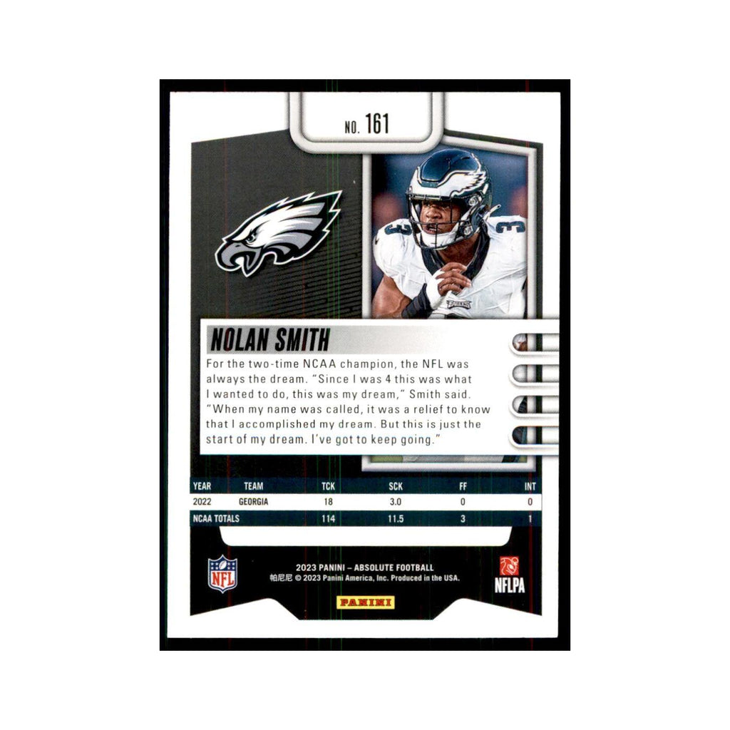 2023 Panini Absolute Foil Nolan Smith RC Eagles #161
