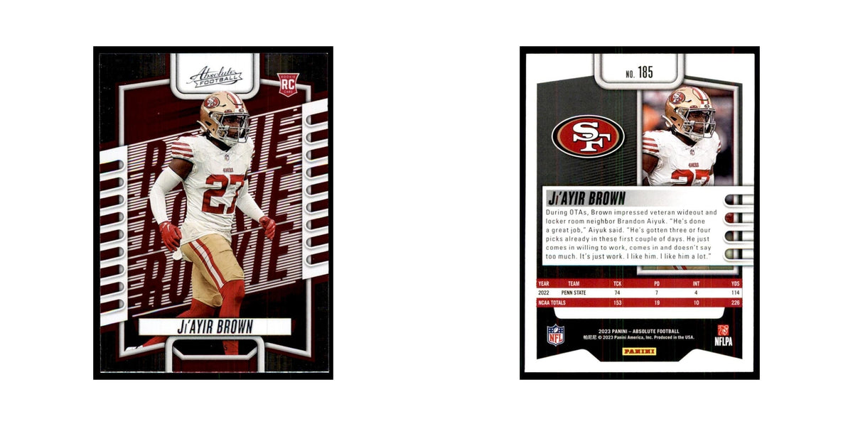 2023 Panini Absolute Foil Ji'Ayir Brown RC 49ers #185