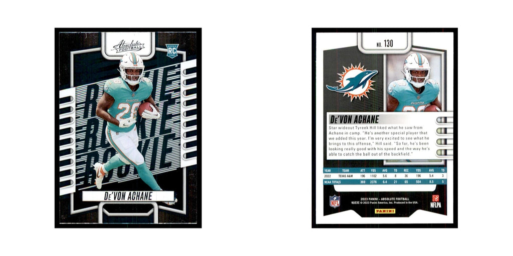 2023 Panini Absolute Foil De'Von Achane RC Dolphins #130
