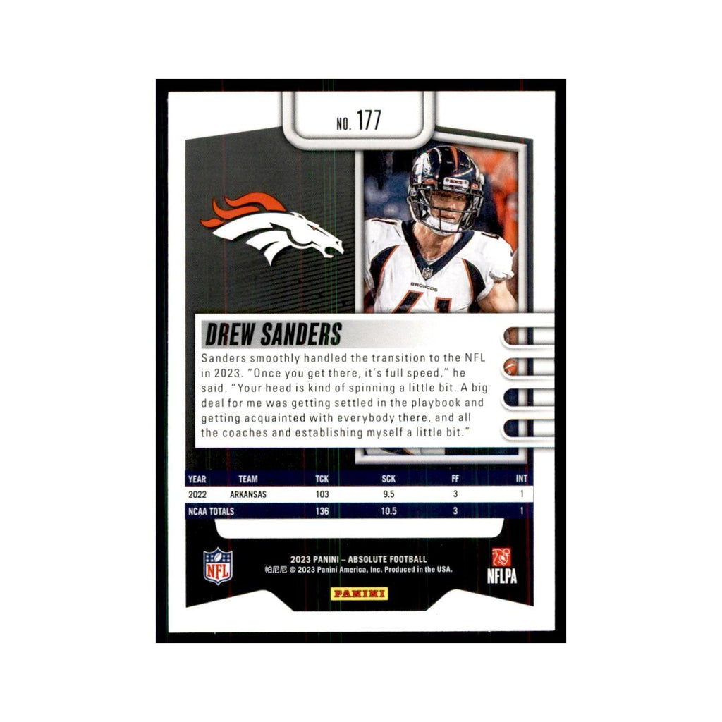 2023 Panini Absolute Foil Drew Sanders RC Broncos #177