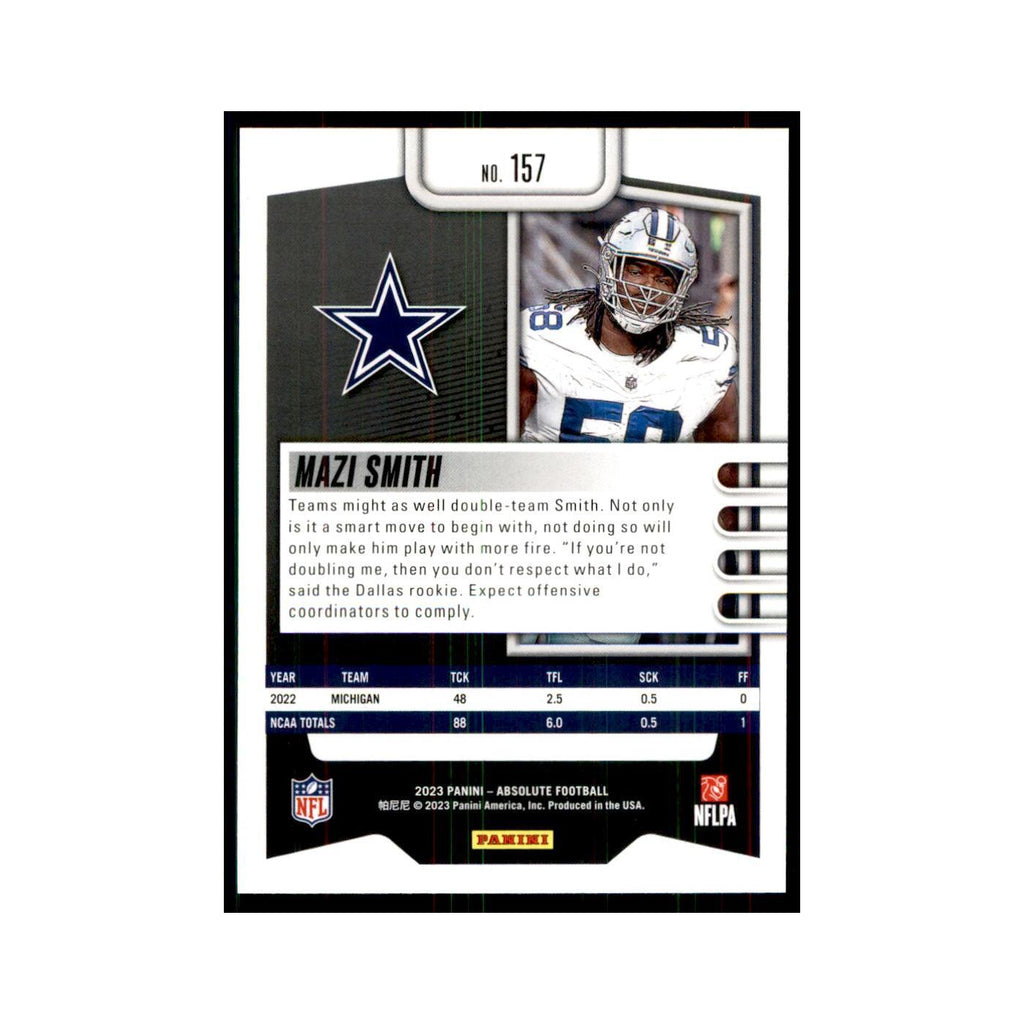 2023 Panini Absolute Foil Mazi Smith RC Cowboys #157
