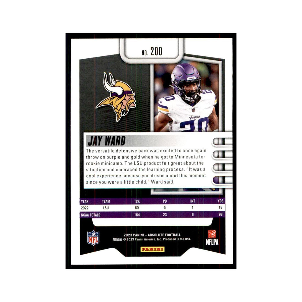 2023 Panini Absolute Foil Jay Ward RC Vikings #200