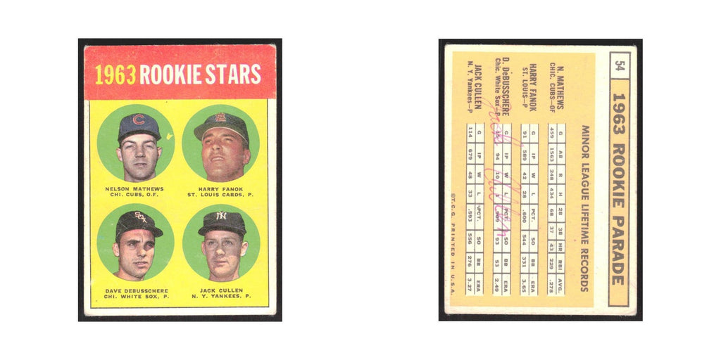1963 Nelson Mathews Harry Fanok Dave Deusschere Jack Culllen 1963 Rookie Stars