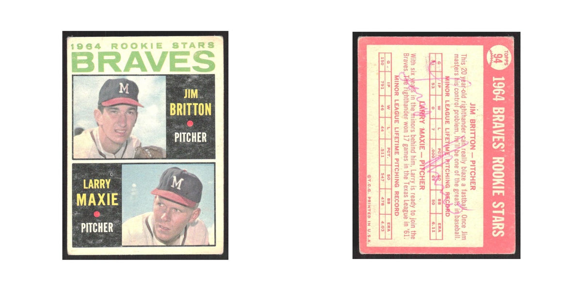 1964 Topps Rookie Stars - Jim Britton/Larry Maxie RC Milwaukee Braves #94