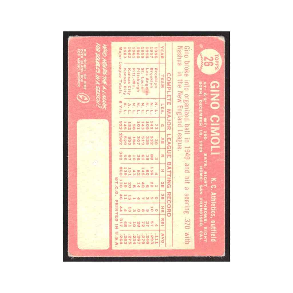 1964 Topps Gino Cimoli Kansas City Athletics #26