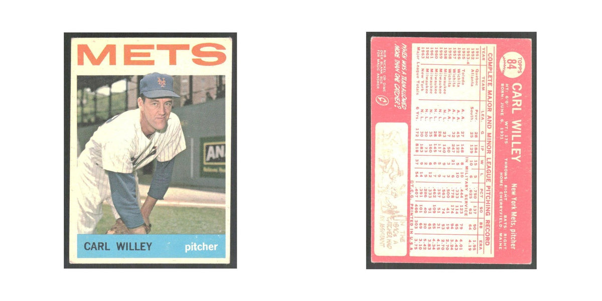 1964 Topps Carl Willey Mets #84