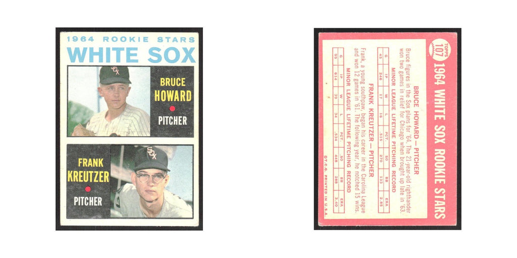 1964 Topps Rookie Stars - Bruce Howard/Frank Kreutzer RC White Sox #107