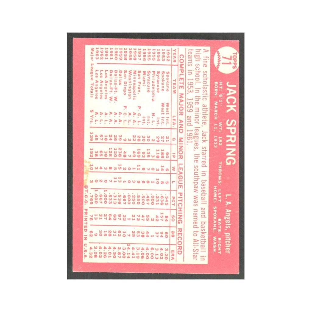 1964 Topps Jack Spring Angels #71