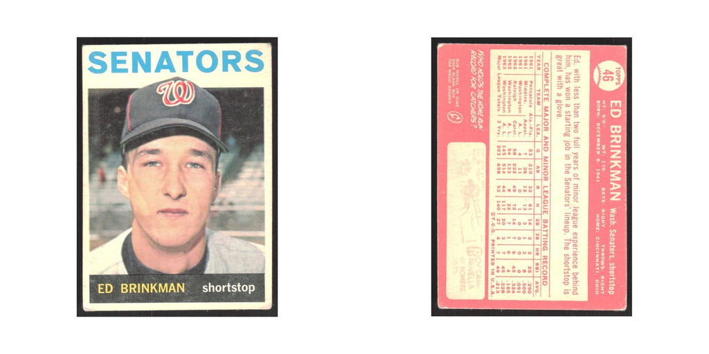 1964 Topps Ed Brinkman Washington Senators #46