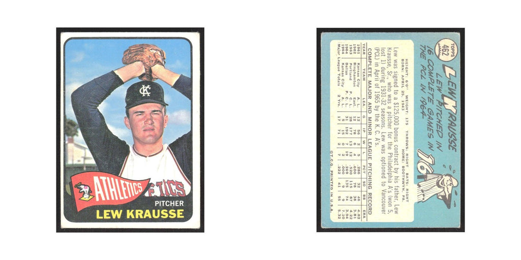 1965 Topps Lew Krausse Kansas City Athletics #462