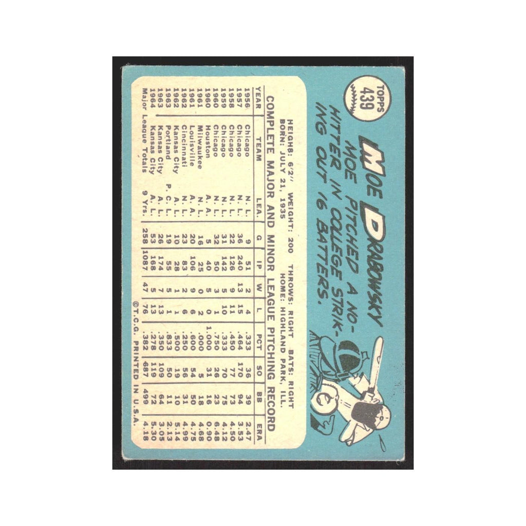 1965 Topps Moe Drabowsky Kansas City Athletics #439
