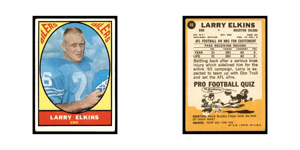 1967 Topps Larry Elkins Houston Oilers #49