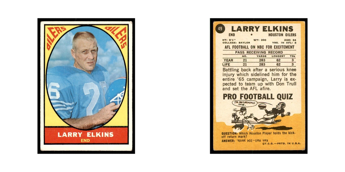 1967 Topps Larry Elkins Houston Oilers #49
