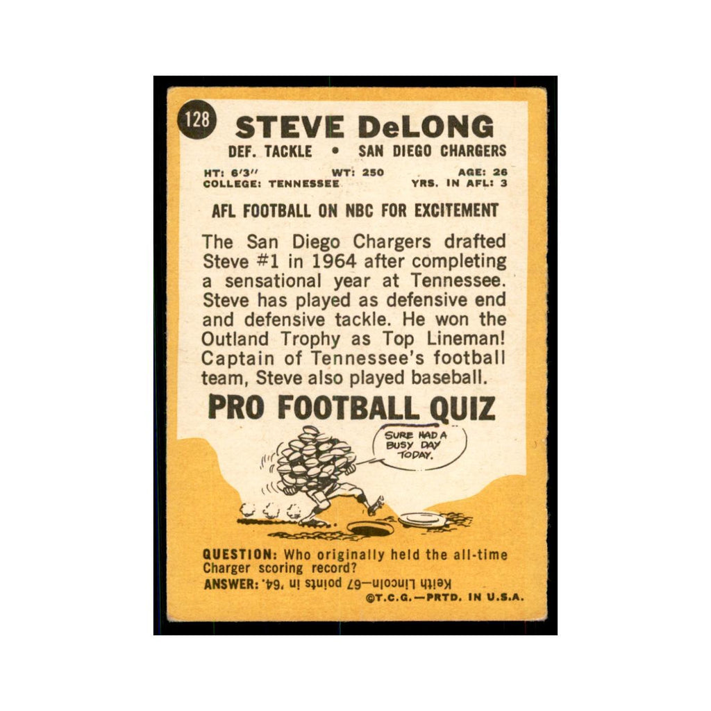 1967 Topps Steve DeLong San Diego Chargers #128