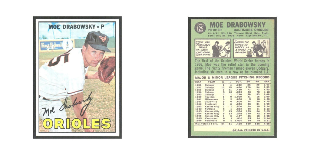 1967 Topps Moe Drabowsky Orioles #125